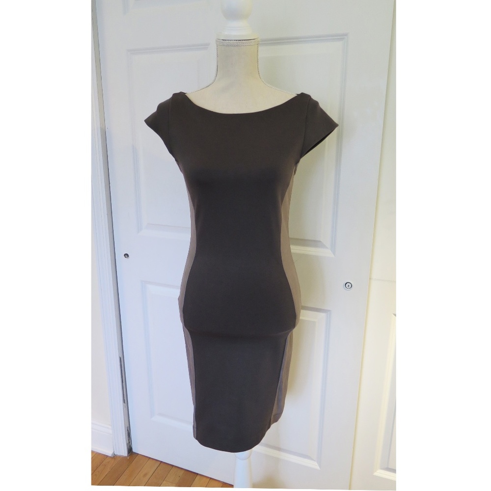 ALICE + OLIVIA LEATHER PANEL FITTED DRESS SIZE M
